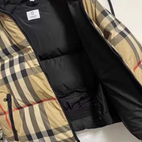 Checkered Tan Puffer Jacket - Picture 5 of 6